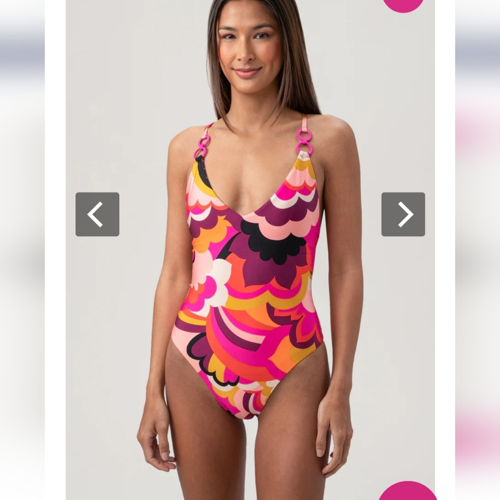 NWT Trina Turk 14 FAN FAIRE TWIST BACK MAILLOTS